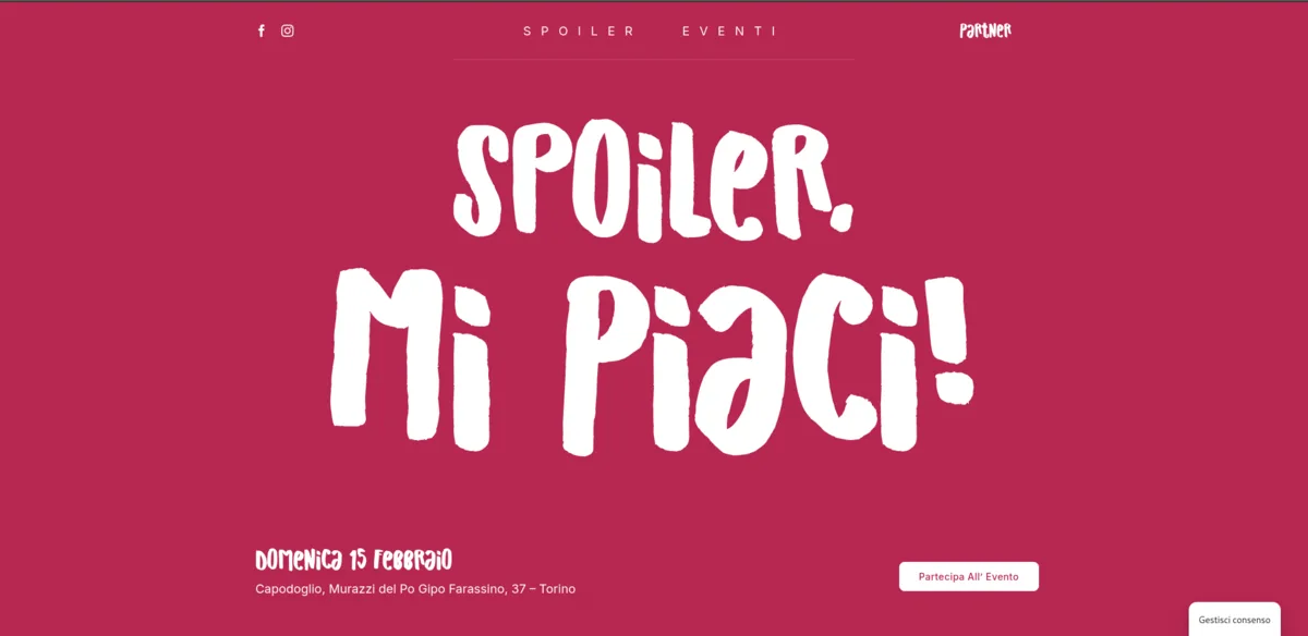 Homepage del sito Spoiler Eventi